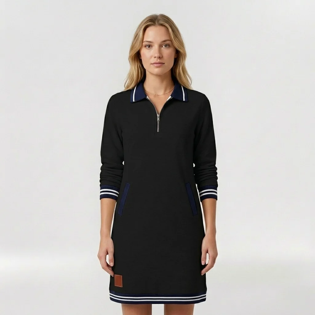 Abito Corto Casual da Donna con Zip e Colletto – Vestito Sportivo Elegante - Image 5