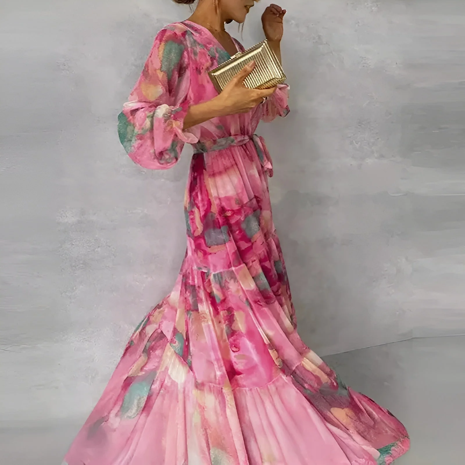 Abito estivo floreale plissettato per occasioni romantiche da donna - Image 3