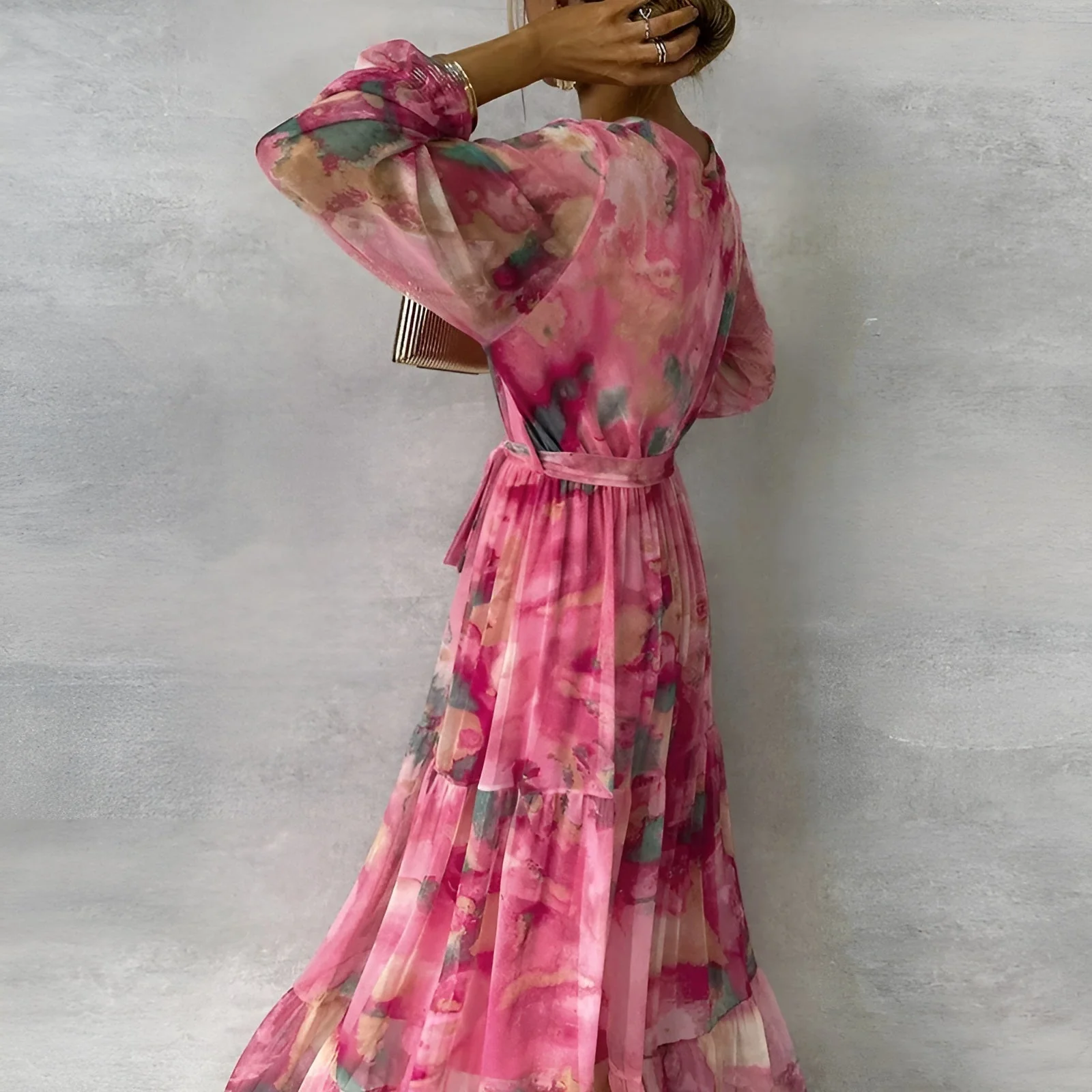Abito estivo floreale plissettato per occasioni romantiche da donna - Image 4