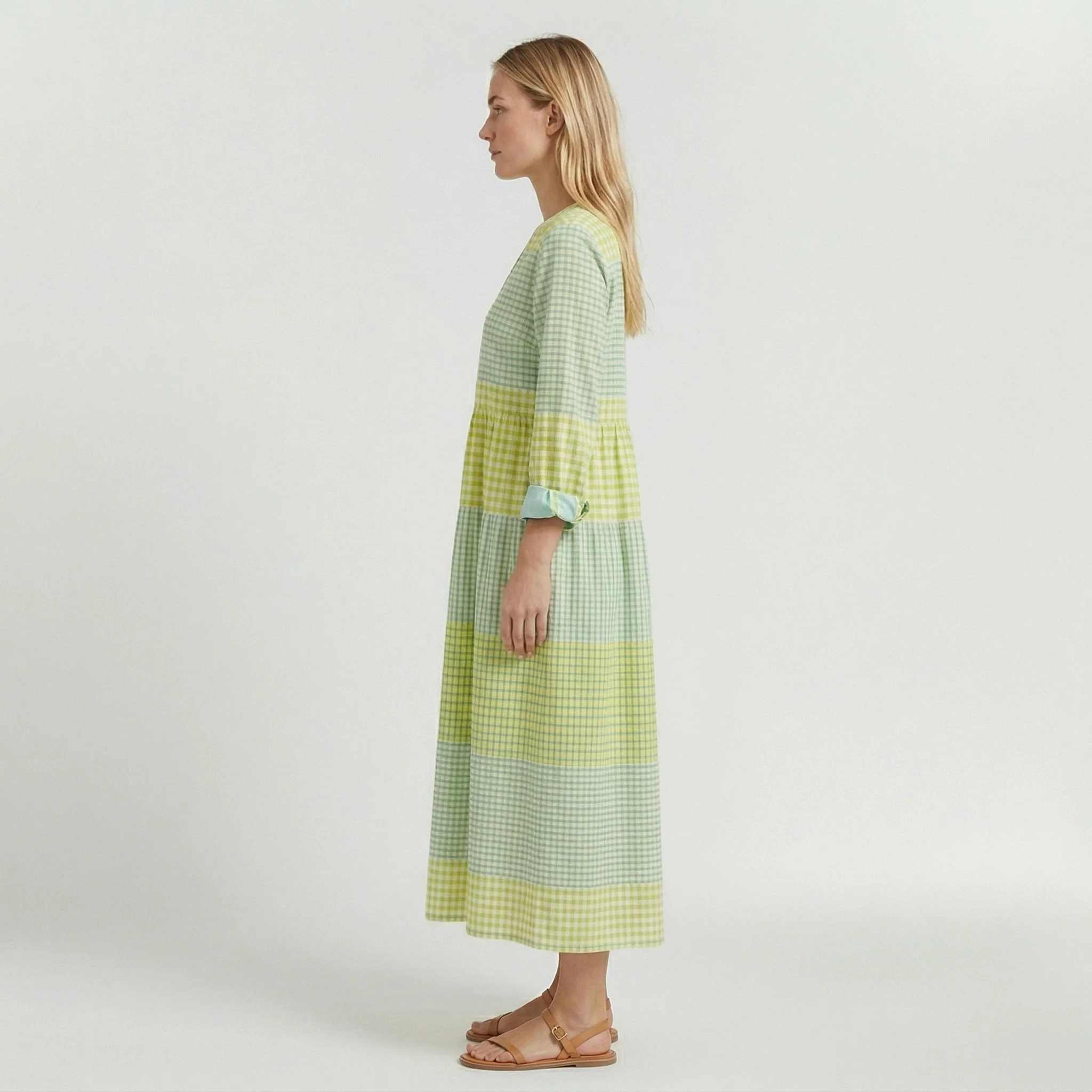 Abito Maxi a Righe con Balze da Donna – Leggero a Maniche Lunghe per l’Estate - Image 2