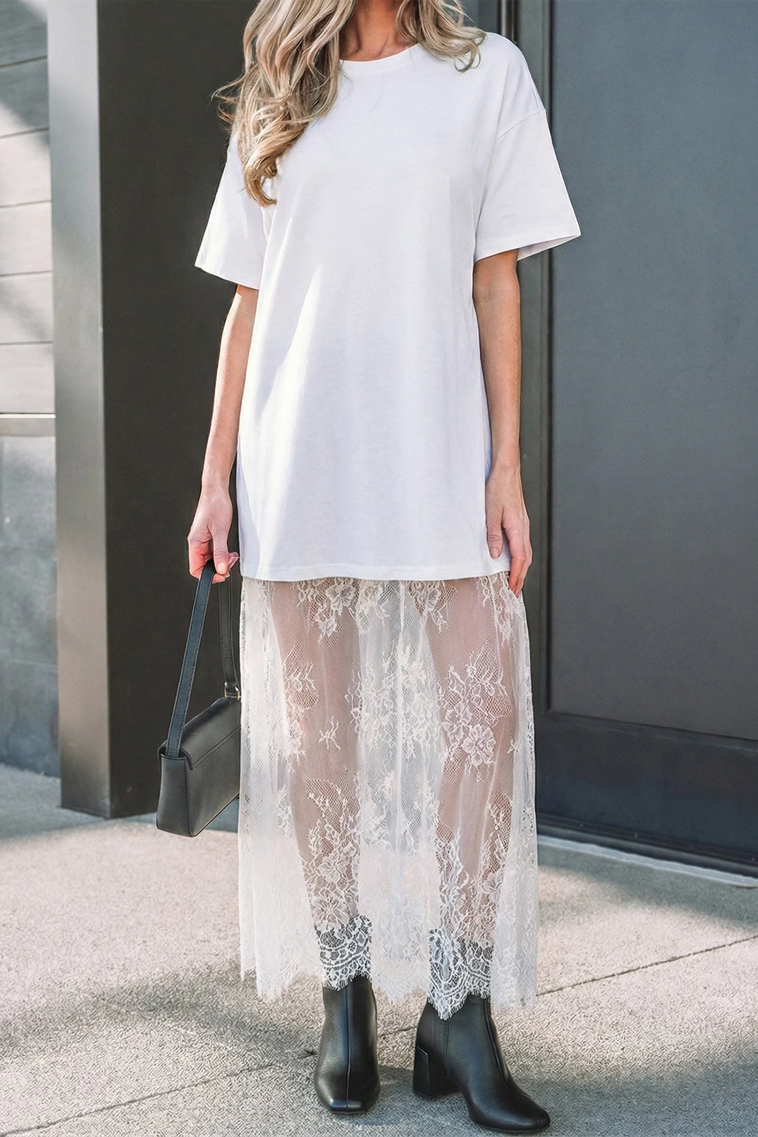 Abito Maxi Largo a Maniche Corte con Patchwork Floreale - Image 20