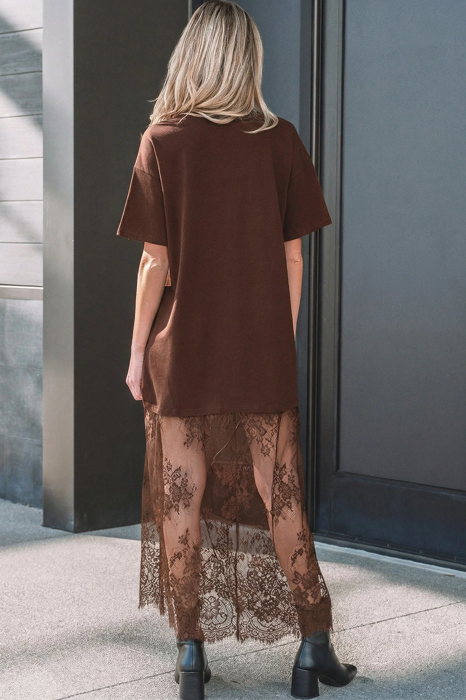 Abito Maxi Largo a Maniche Corte con Patchwork Floreale - Image 8