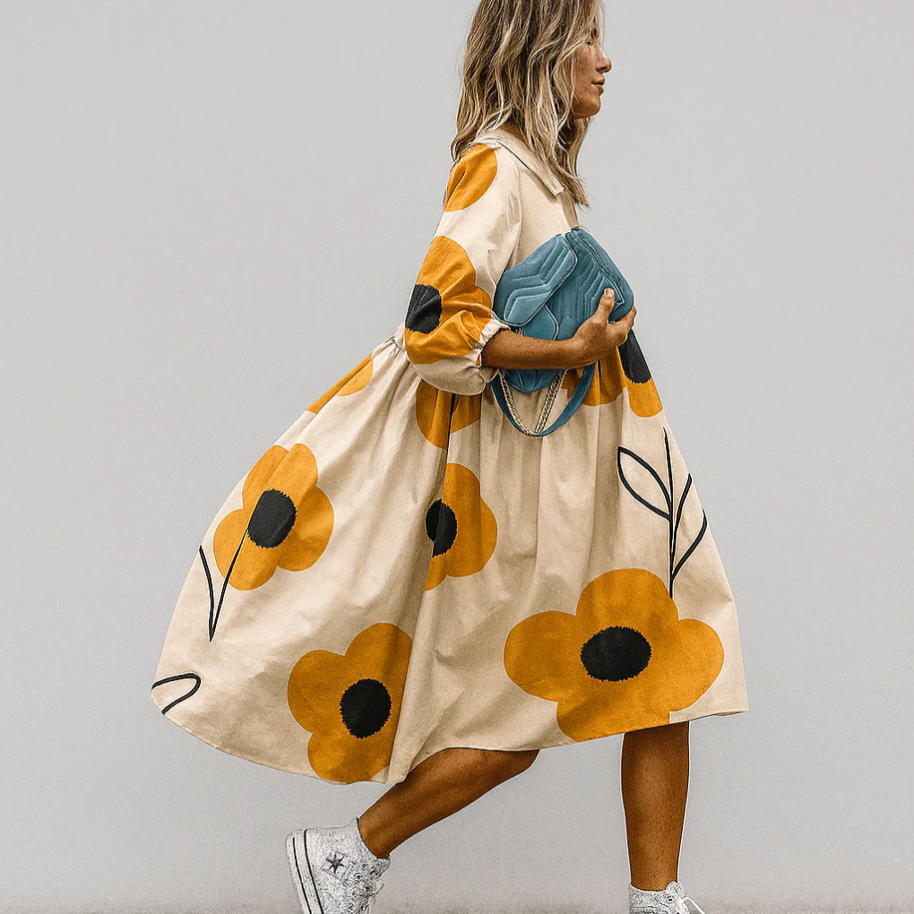 Abito Midi a Camicia Oversize con Stampa Floreale - Image 2