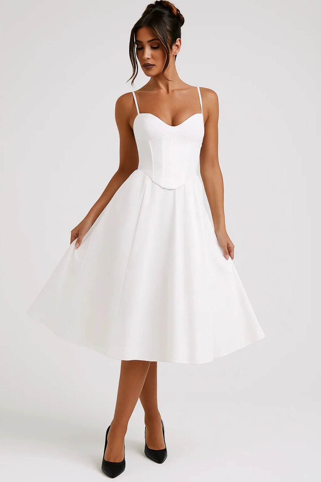 Abito Midi Donna - Bustier Taglio Svasato Bretelle | Romantico - Image 2