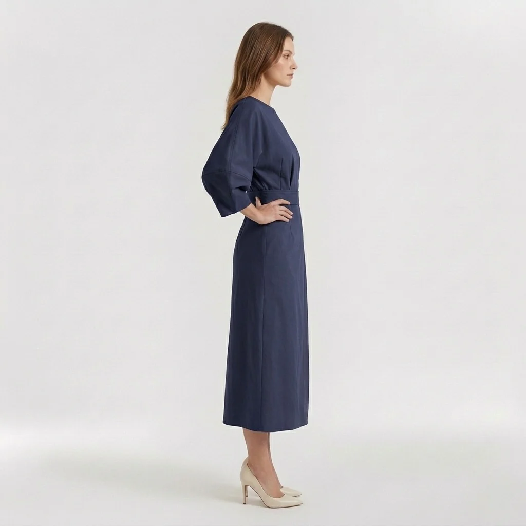 Abito Midi Elegante da Donna a Maniche Lunghe – Vestito Casual Chic con Cintura - Image 13
