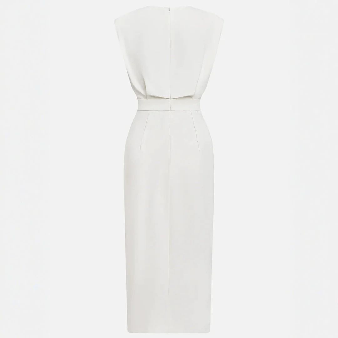 Andrea | Vestito Midi Aderente con Bottoni Donna Senza Maniche - Image 12