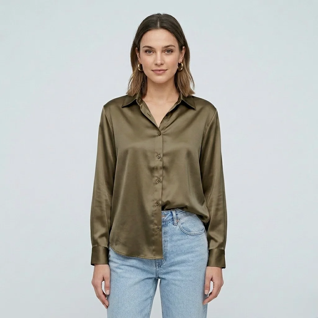 Blusa elegante da donna a maniche lunghe stile satinato moderno - Image 10