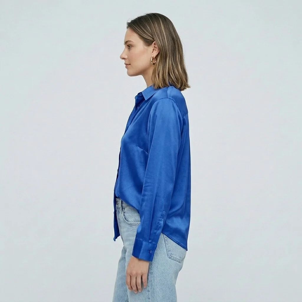Blusa elegante da donna a maniche lunghe stile satinato moderno - Image 20