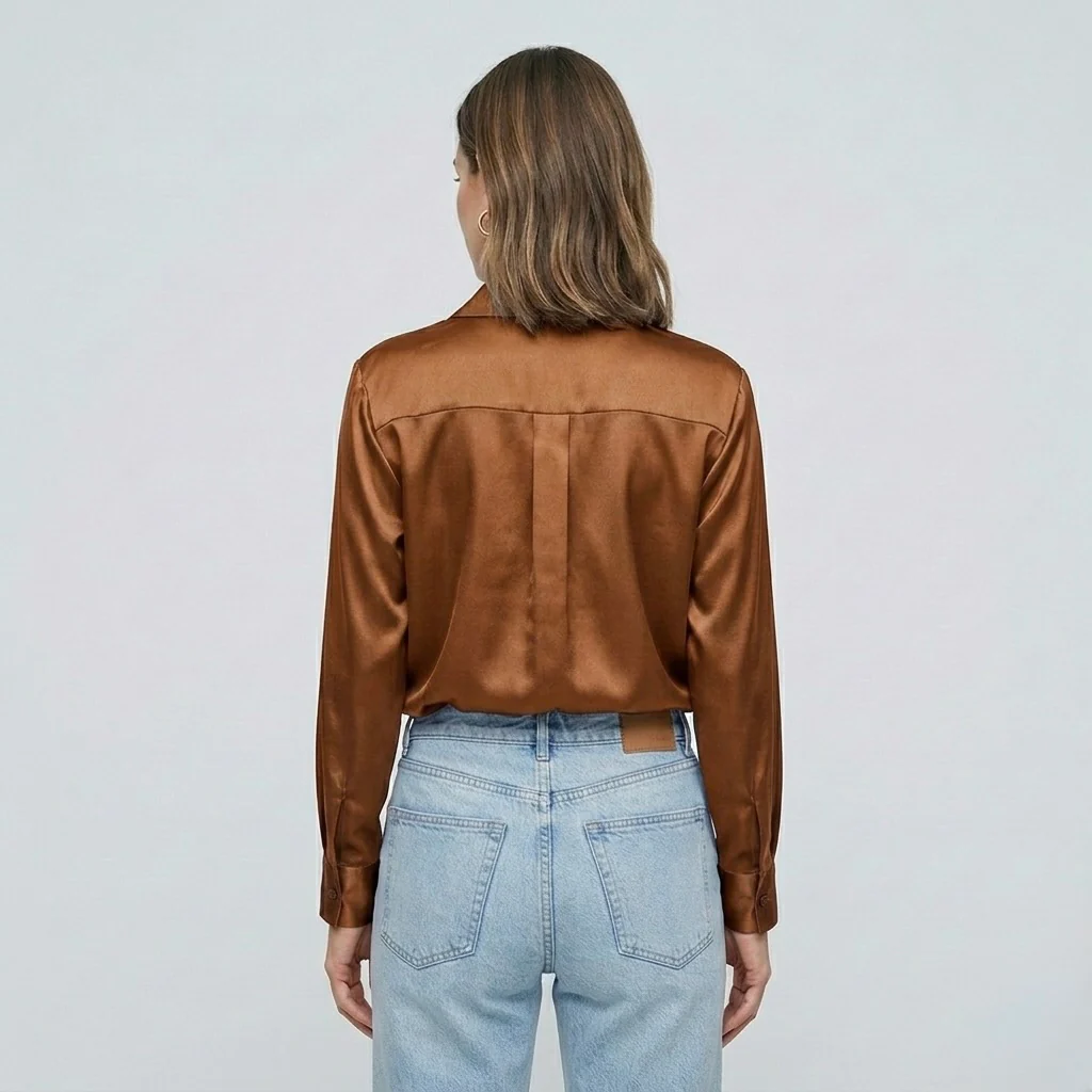Blusa elegante da donna a maniche lunghe stile satinato moderno - Image 23