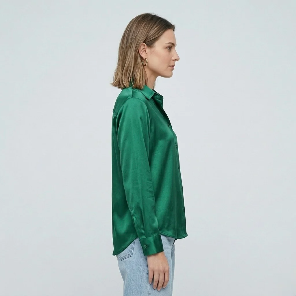 Blusa elegante da donna a maniche lunghe stile satinato moderno - Image 30