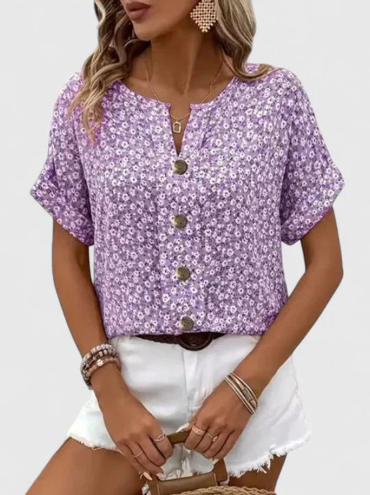 Blusa estiva floreale in cotone per ogni occasione - Image 3