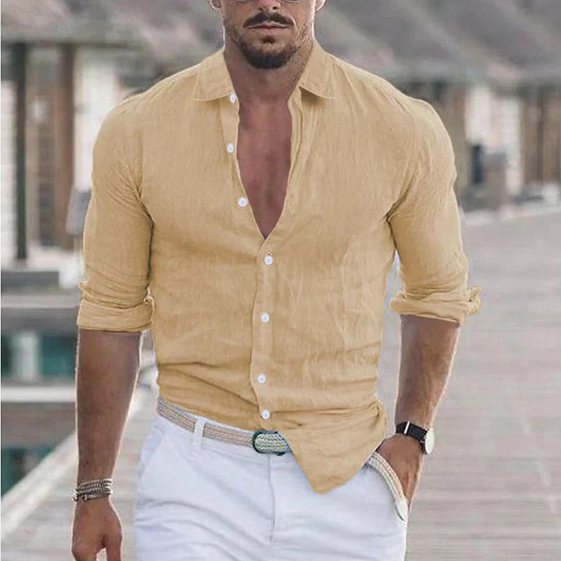Camicia da uomo in lino con colletto classico - Image 4
