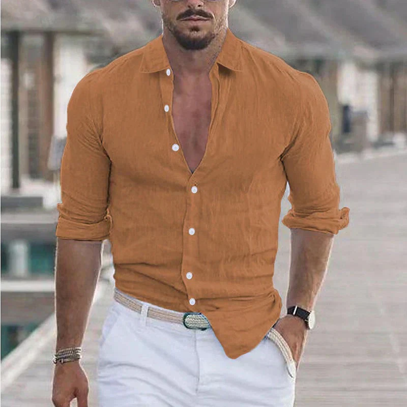 Camicia da uomo in lino con colletto classico - Image 6