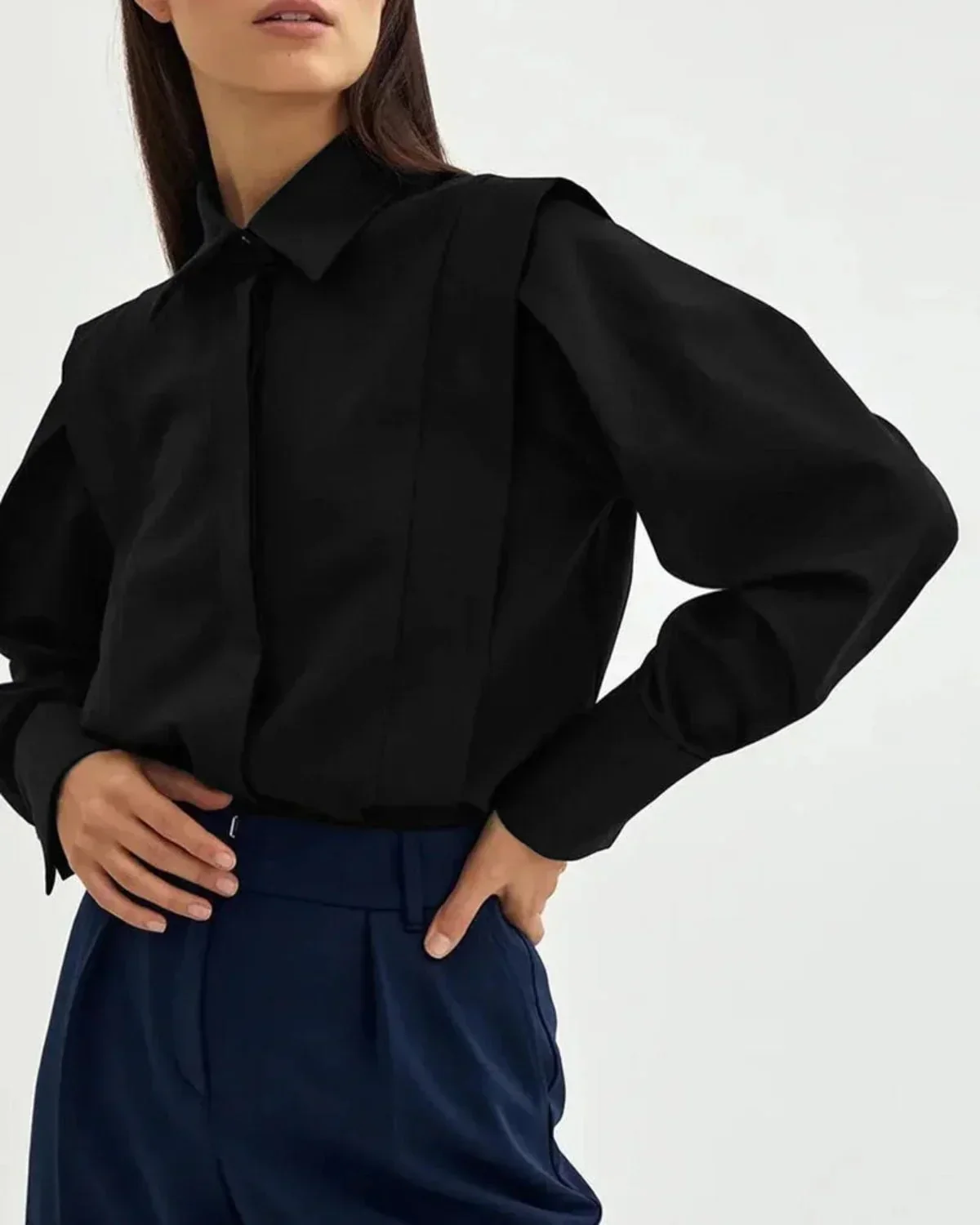 Camicia donna a quadri con bottoni multipli e colori vari - Image 2