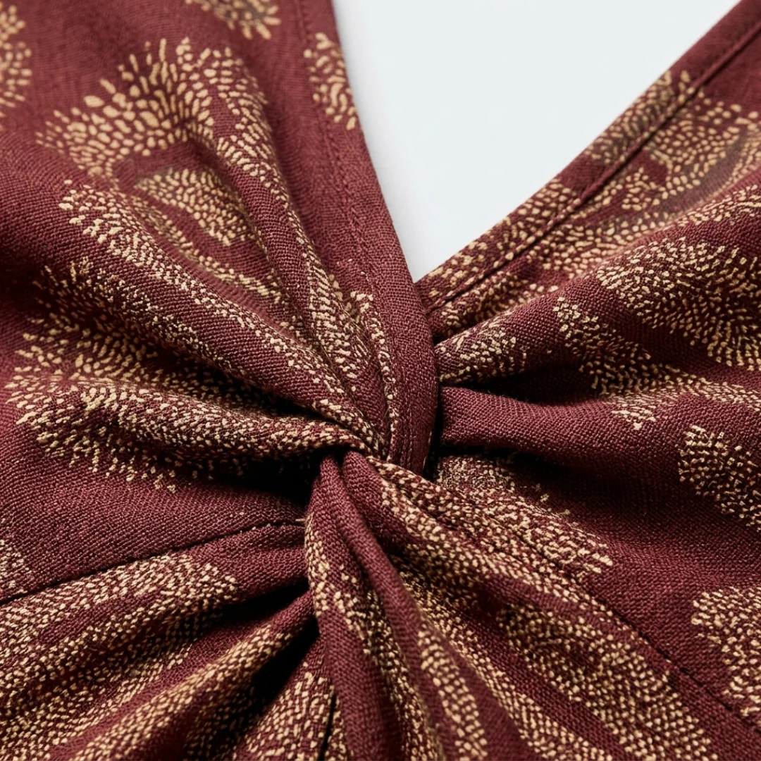 Carmen | Vestito Lungo Stampato Ospite di Nozze con Drappeggio - Image 7