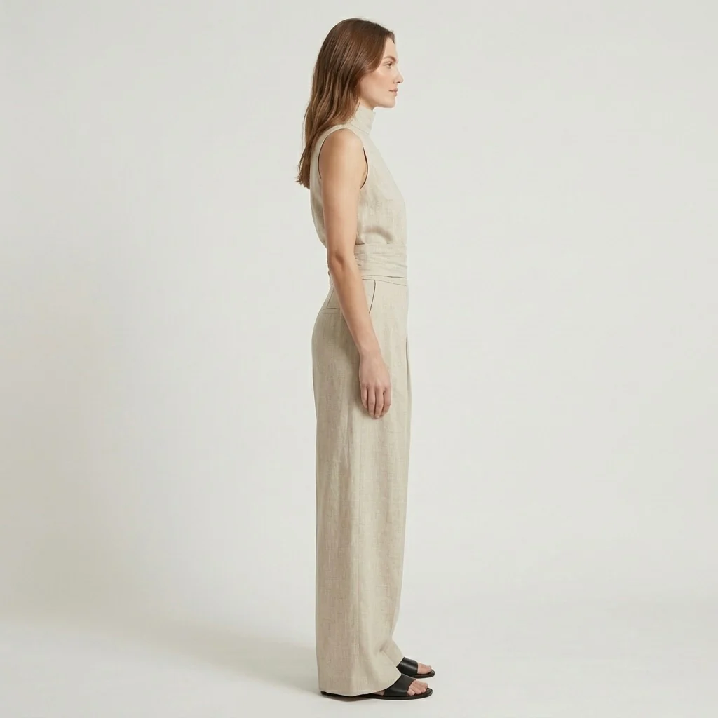 Completo Elegante da Donna Due Pezzi – Top Senza Maniche e Pantaloni Larghi - Image 5