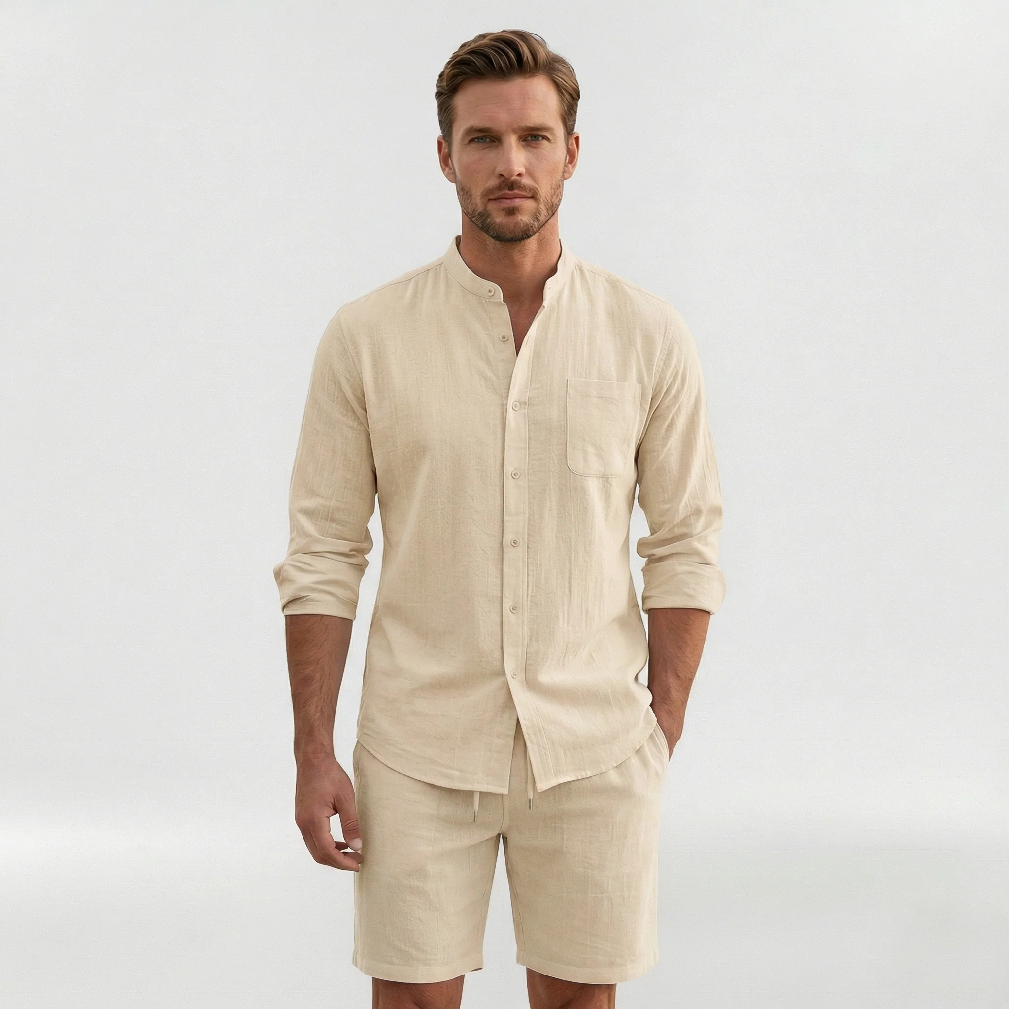 Completo uomo camicia e shorts relaxed fit per uno stile casual estivo - Image 3