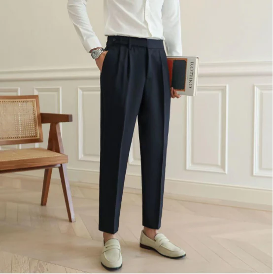 Elegante Pantalone Uomo Sartoriale Piega Gamba Dritta - Image 10