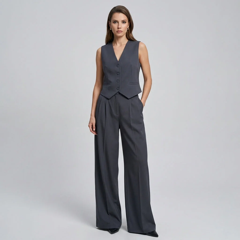 Elegante Set Blazer Senza Maniche da Donna