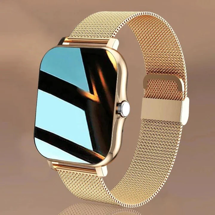 Elegante smartwatch con monitoraggio della salute e dell'attività per donna