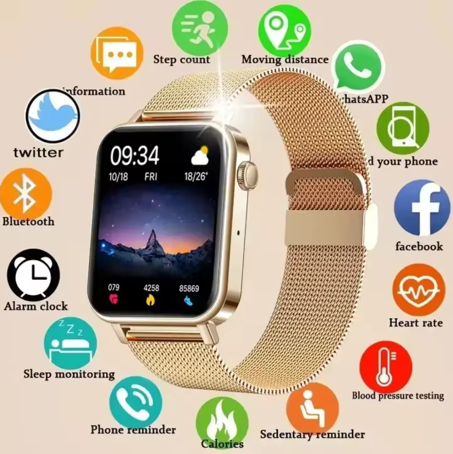 Elegante smartwatch con monitoraggio della salute e dell'attività per donna - Image 2