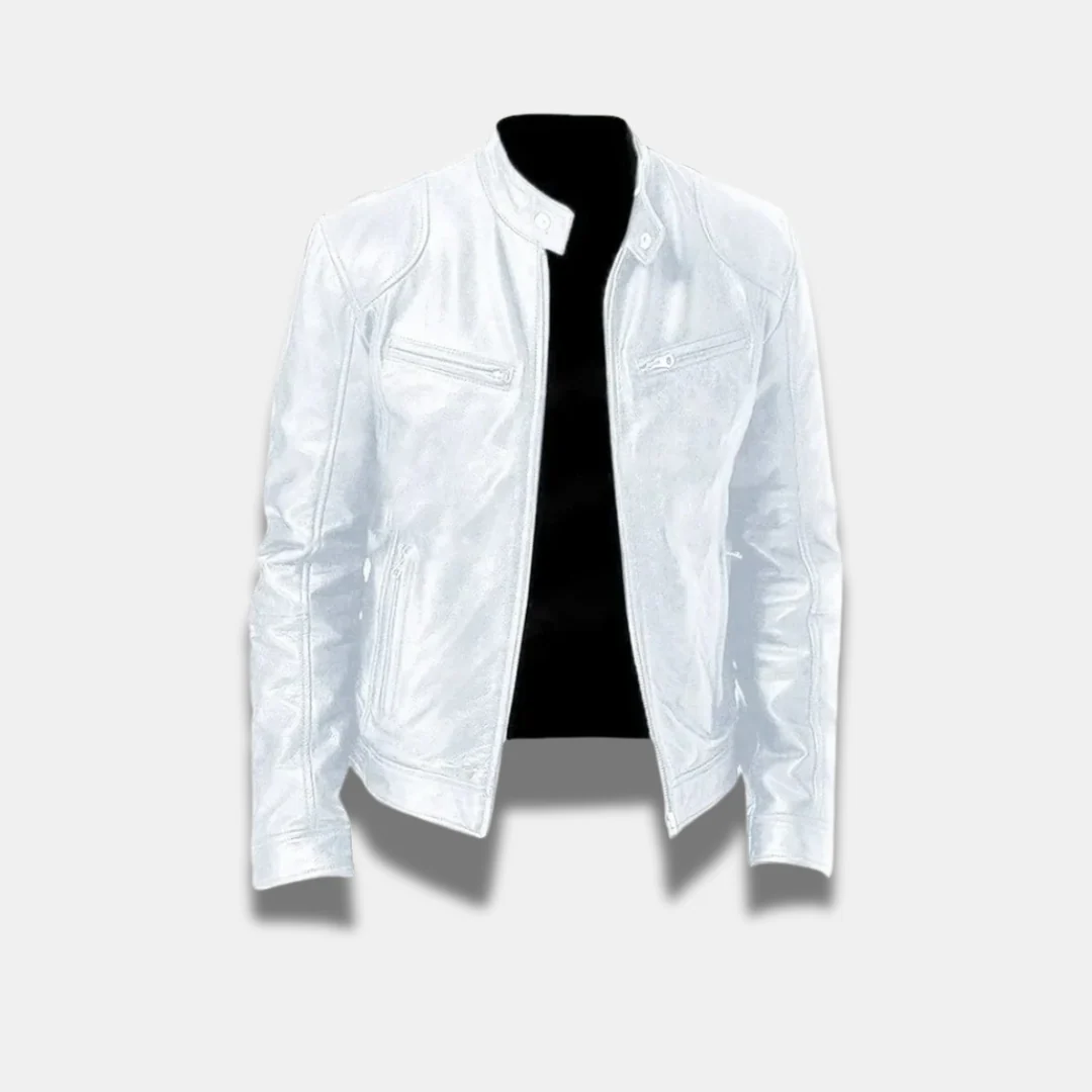 Giacca in pelle classica da uomo – Giacca da motociclista slim fit di alta qualità - Image 5