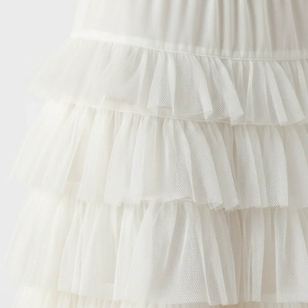 Gonna Lunga da Donna a Strati in Tulle a Vita Alta con Volant | Maxi - Image 9