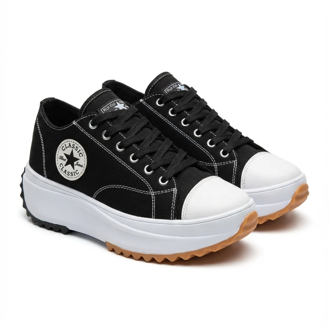 Iria | Sneakers Platform Casual Donna Tela Lacci Suola Dentata - Image 3