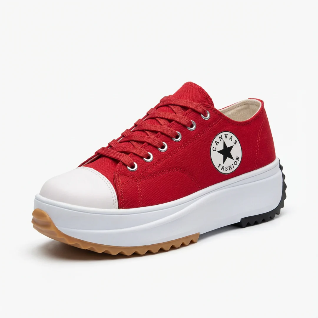 Iria | Sneakers Platform Casual Donna Tela Lacci Suola Dentata - Image 6