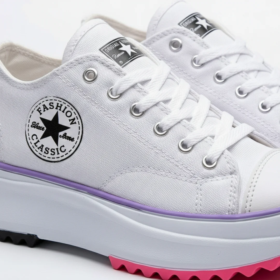 Iria | Sneakers Platform Casual Donna Tela Lacci Suola Dentata - Image 8