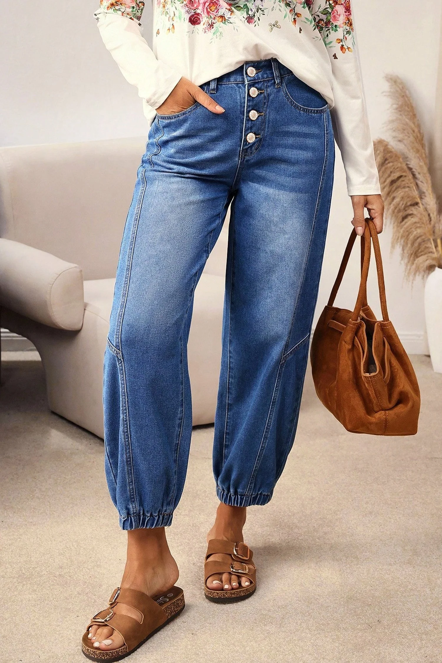 Jeans Casual Blu con 4 Bottoni e Taglio Conico - Image 5