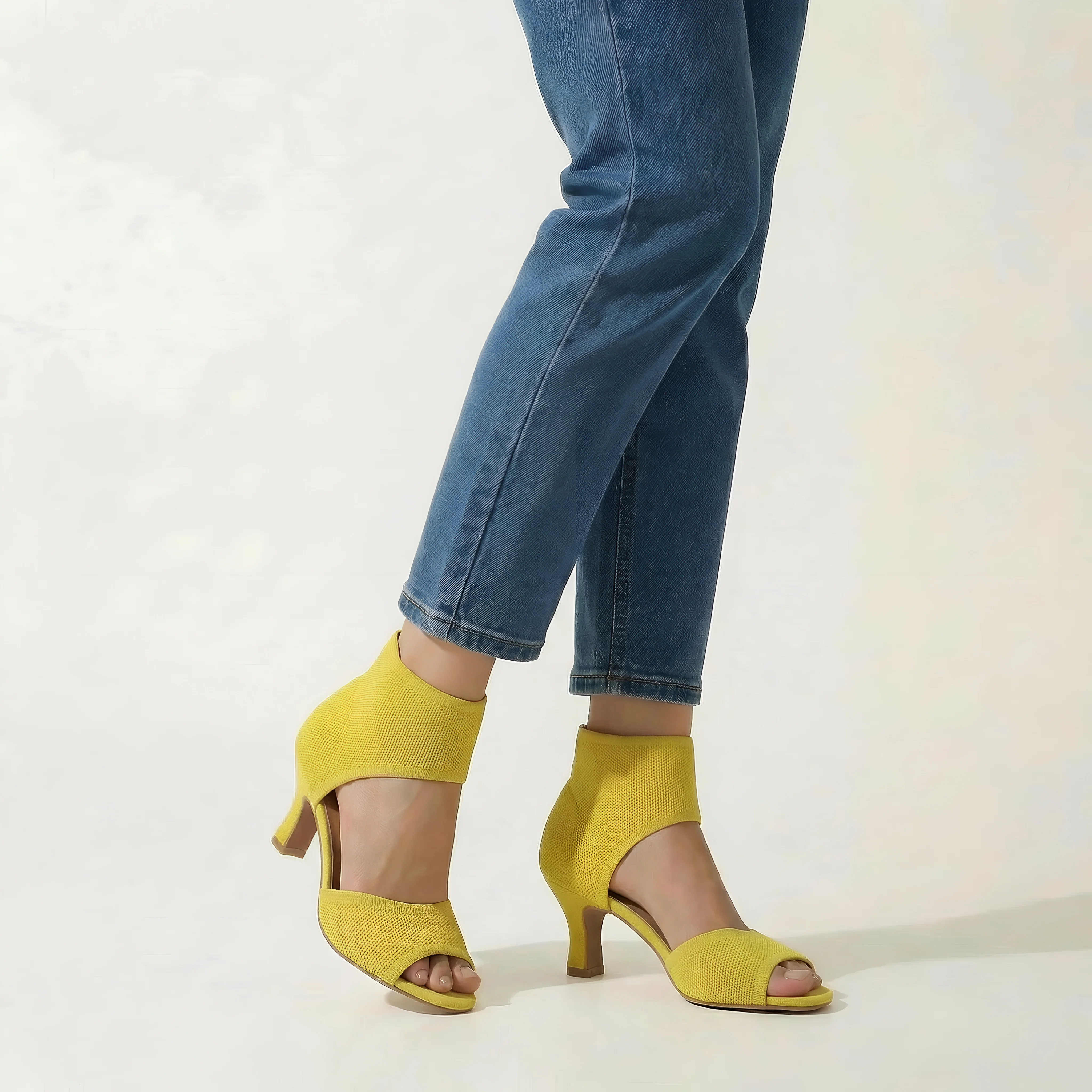 Sandali Donna con Tacco Medio Scarpe Eleganti con Cinturino alla Caviglia Aperte - Image 5