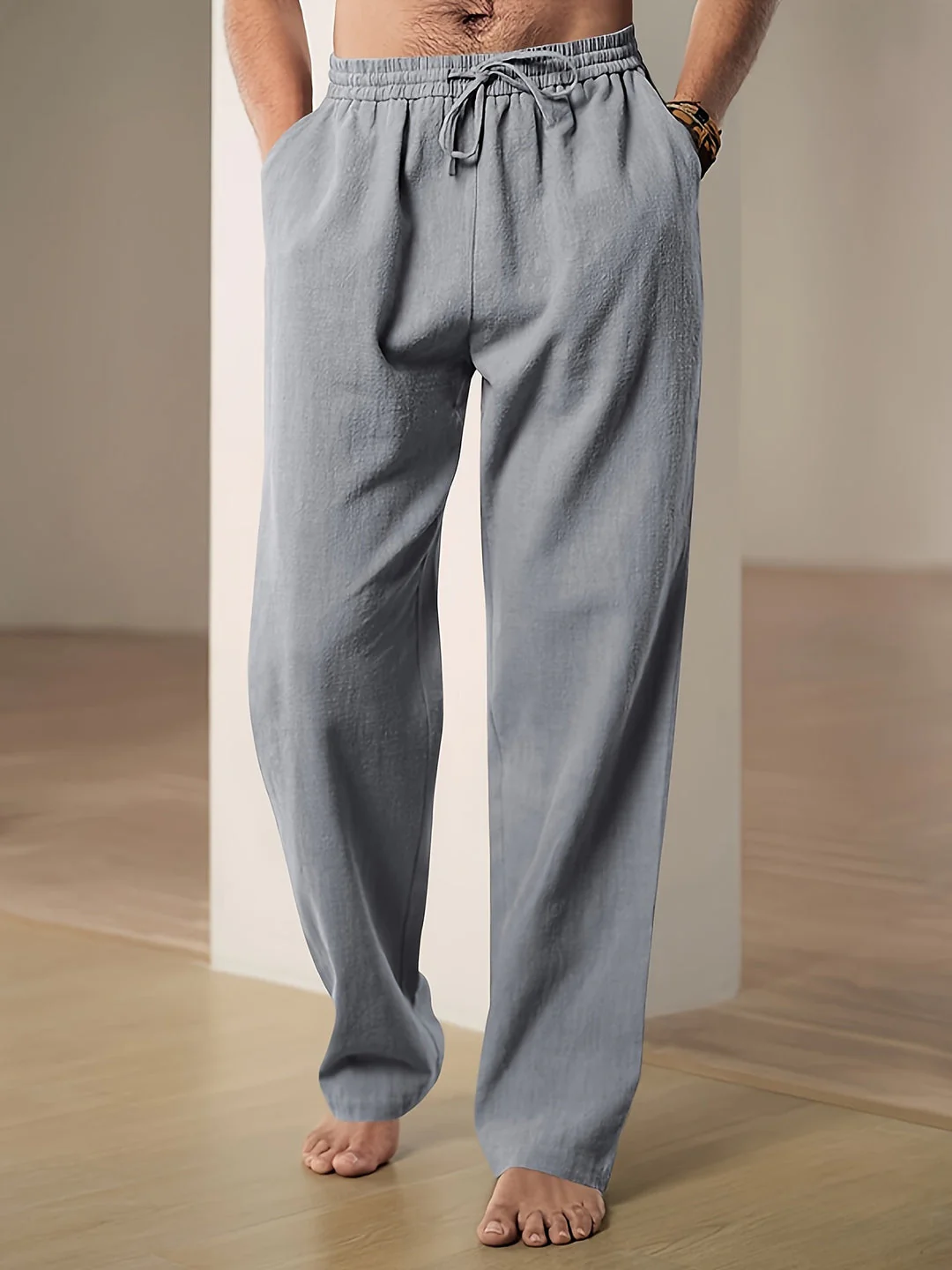 Pantaloni in lino estivi da uomo – Vestibilità comoda con coulisse elastica - Image 6