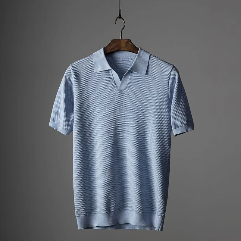 Polo da uomo a maniche corte in maglia testurizzata - Image 3