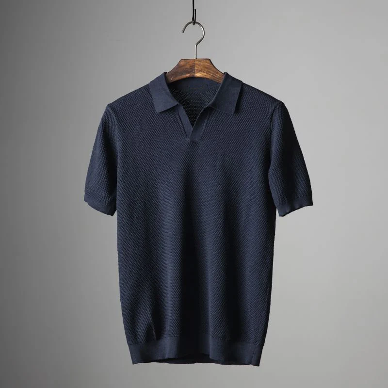Polo da uomo a maniche corte in maglia testurizzata - Image 4