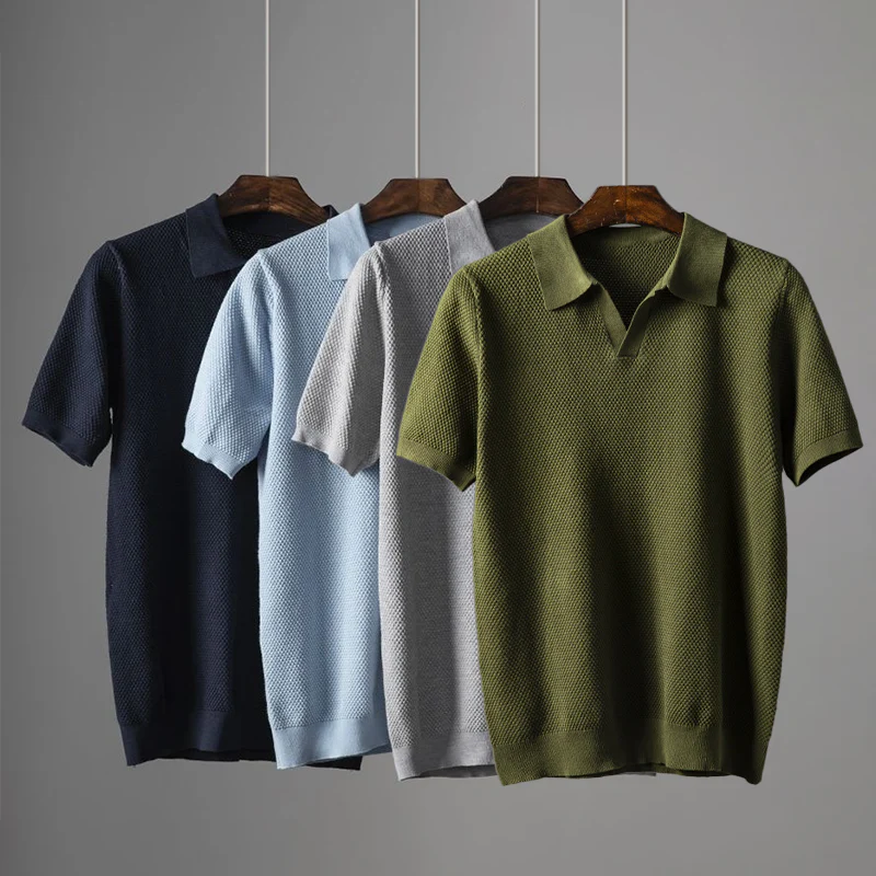 Polo da uomo a maniche corte in maglia testurizzata - Image 7