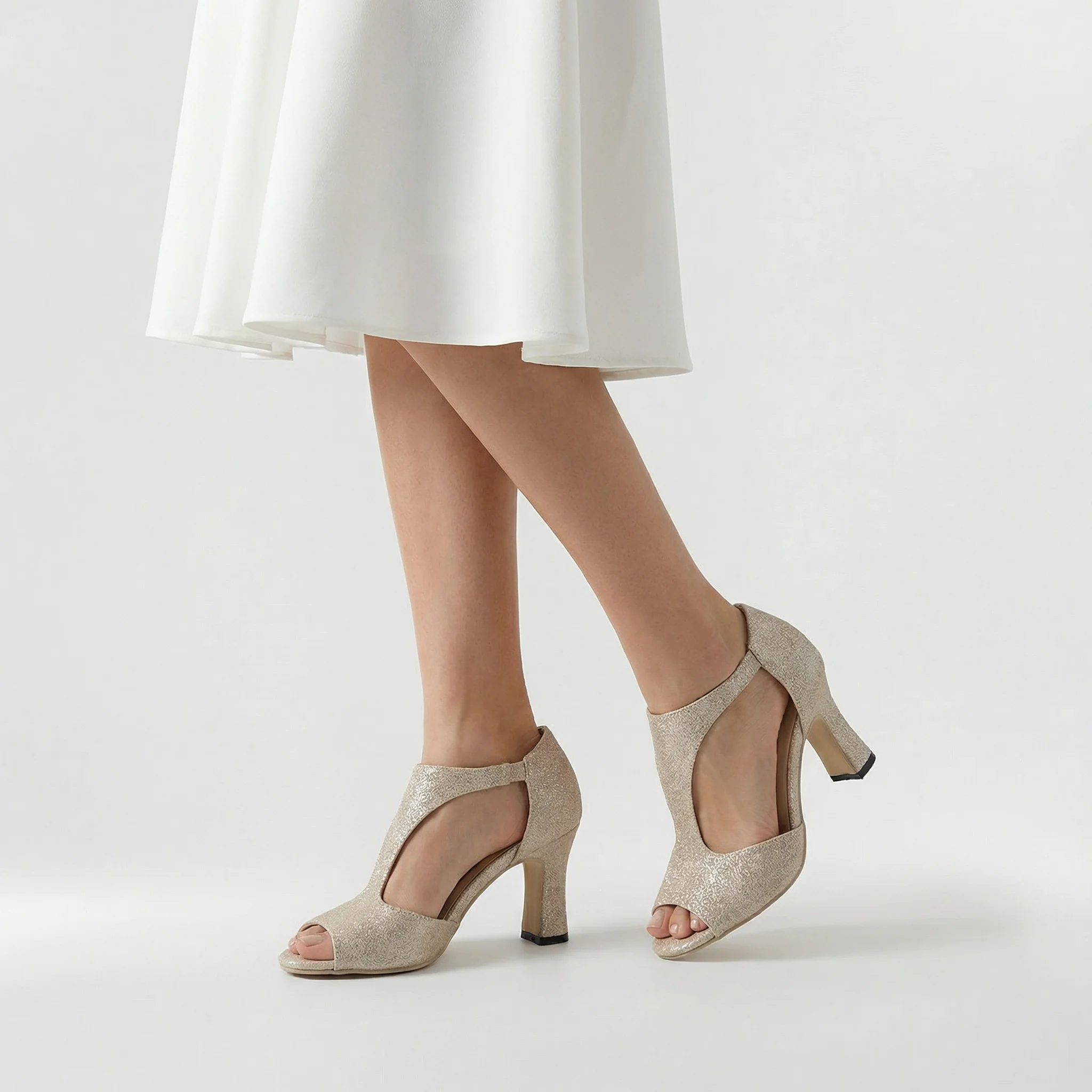 Sandali donna con tacco medio e punta aperta scarpe eleganti da sera e cerimonia - Image 10