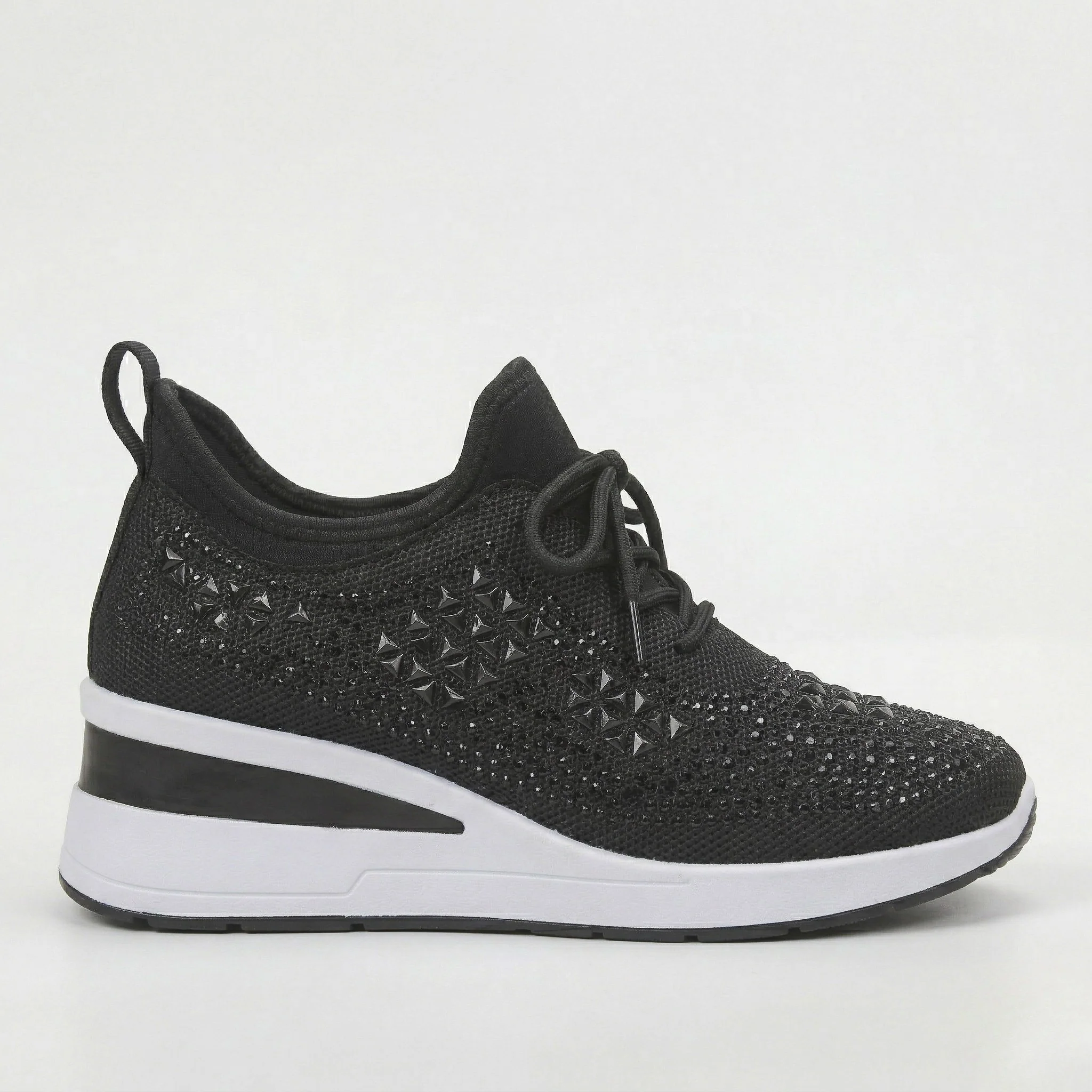 Scarpe Sneakers Donna Platform con Zeppa Interna e Strass Decorativi Casual - Image 10