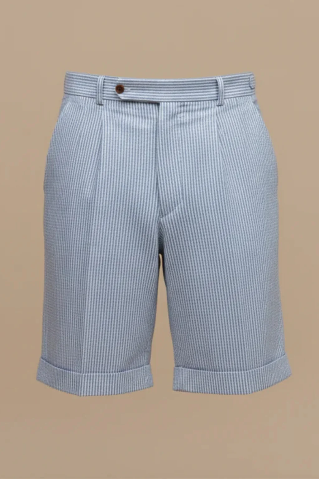 Scott | Pantaloncini Chino da Uomo a Vita Alta con Righe Seersucker e Risvolto - Image 5