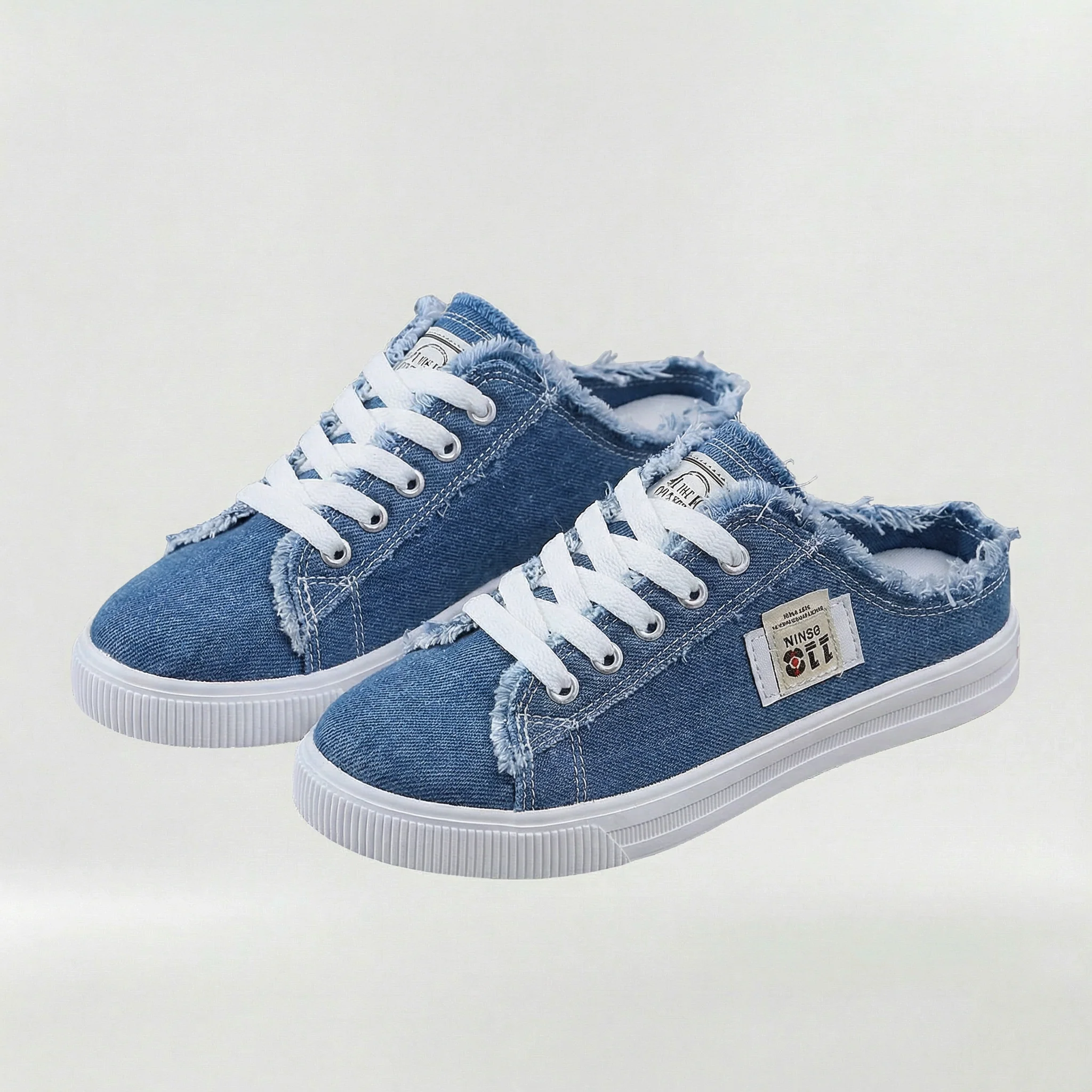 Sneakers Donna Casual in Tela con Lacci Scarpe Basse Estive Comode Senza Tallone - Image 2