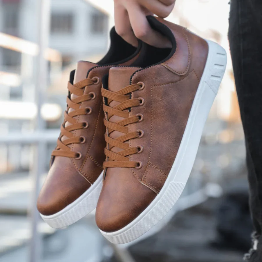 Sneakers eleganti in pelle da uomo - Scarpe casual con lacci - Image 5