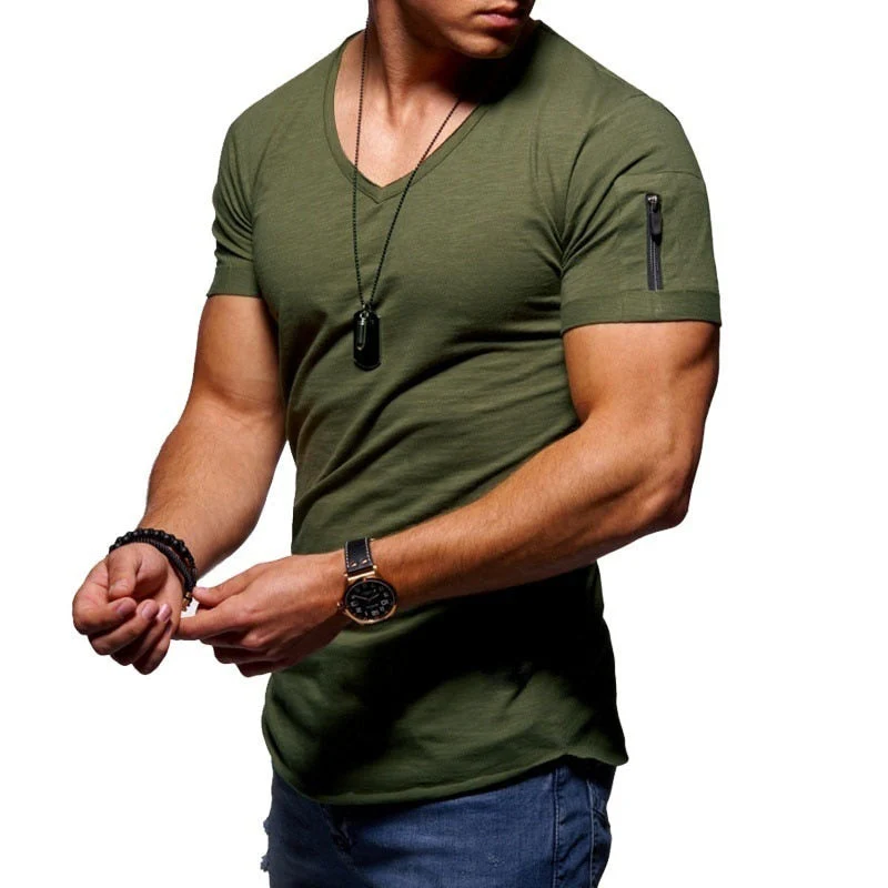 T-shirt da uomo con scollo a V in tessuto traspirante - Image 5