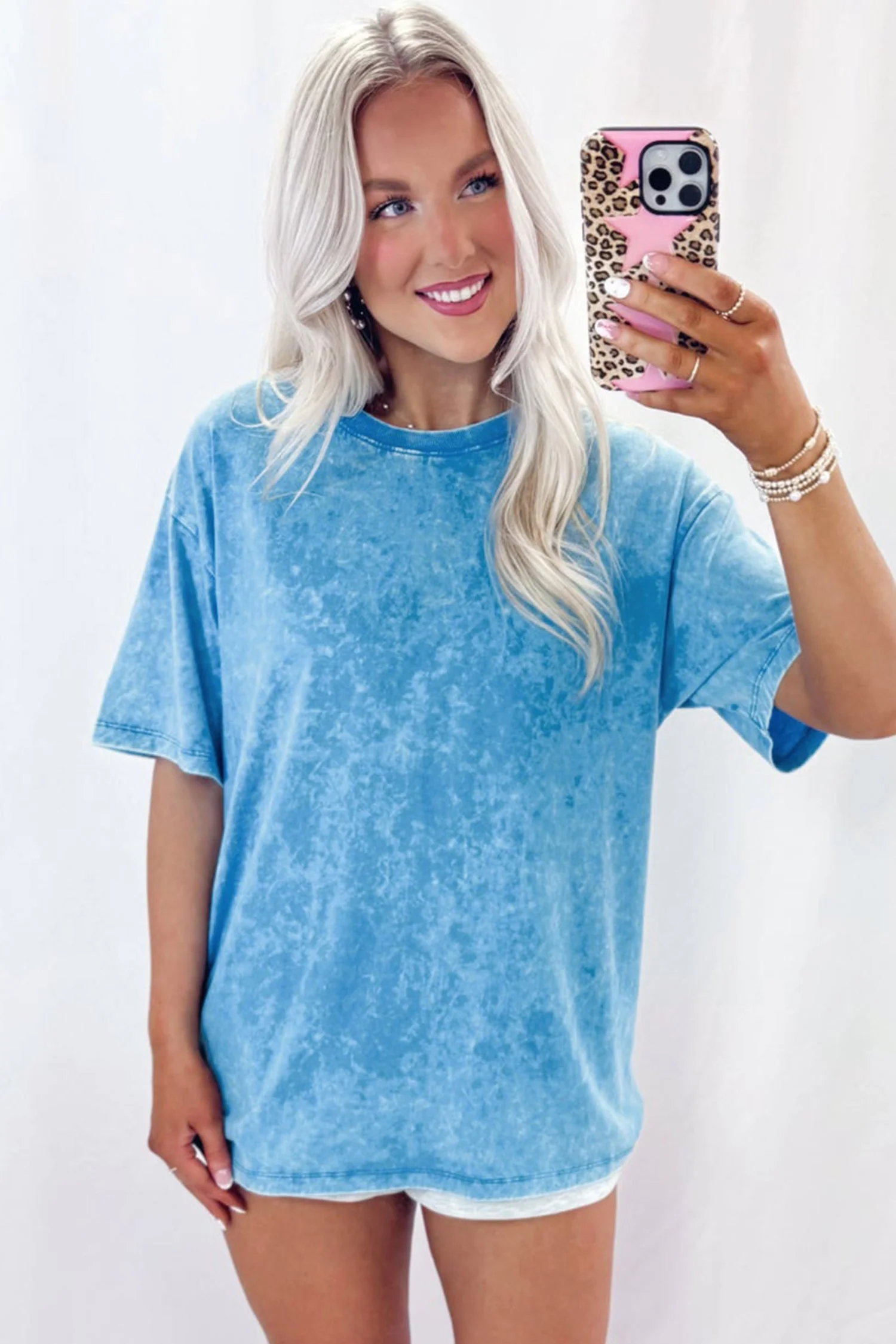 T-shirt Oversize Blu Effetto Lavaggio Minerale - Image 3