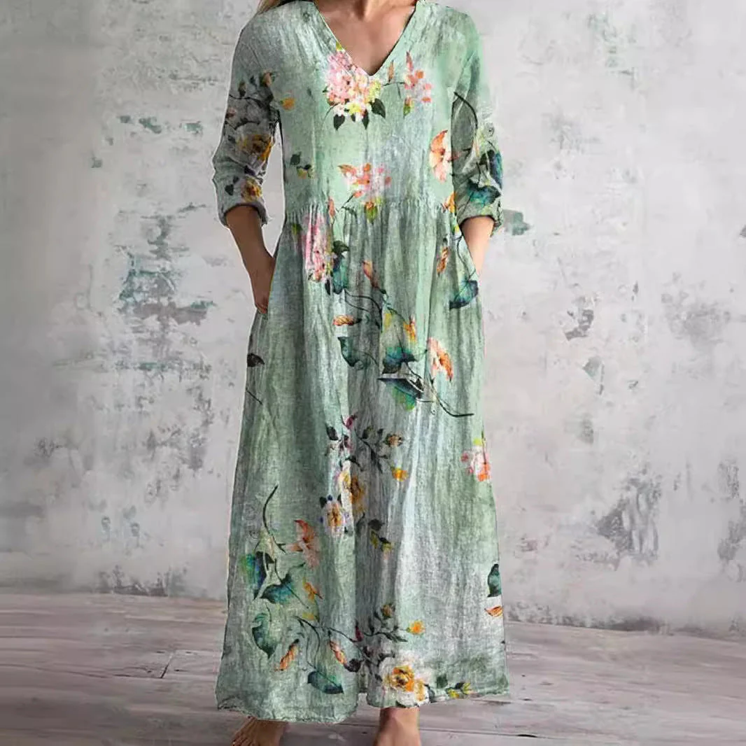 Vestito Estivo da Donna con Scollo a V e Stampa Floreale - Image 3