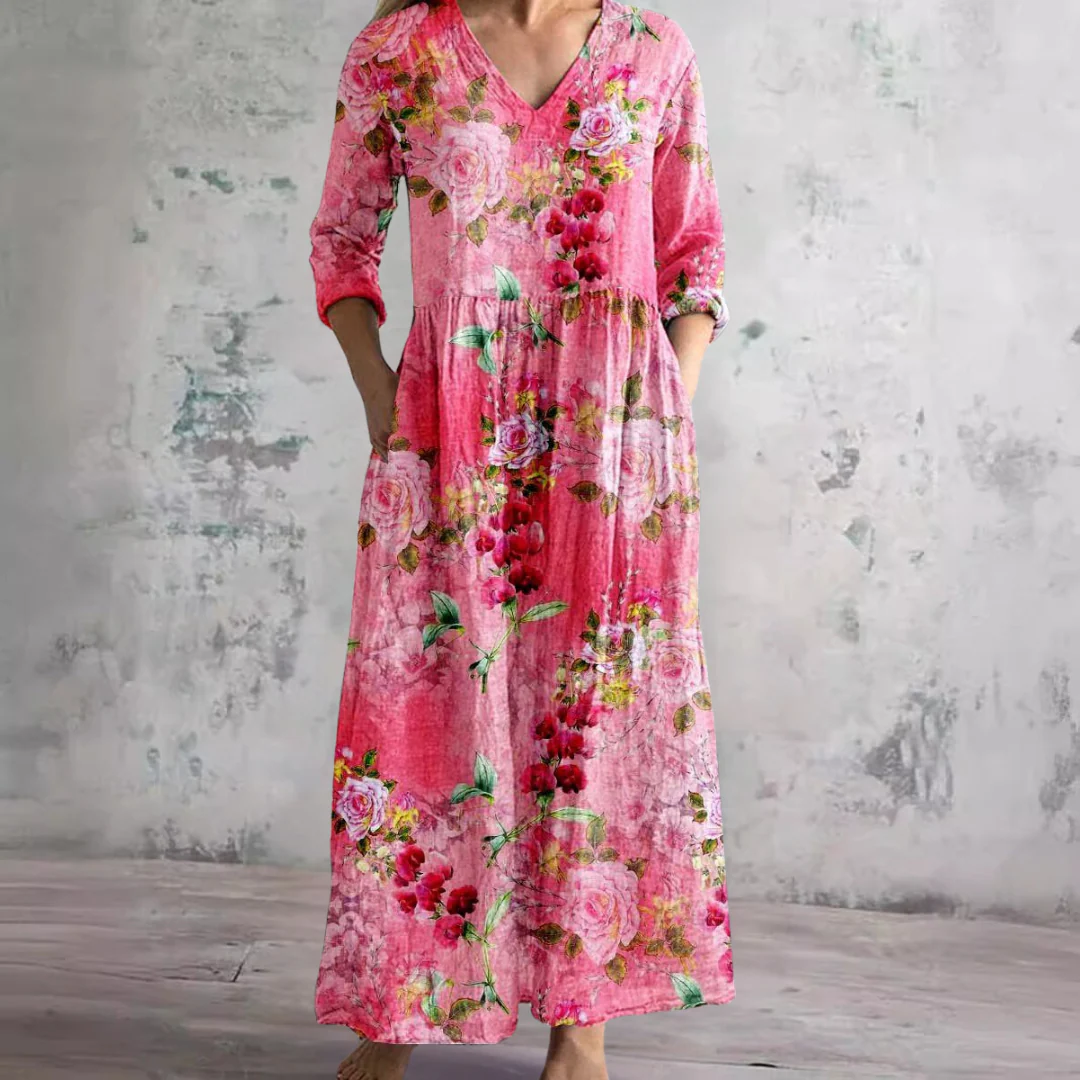 Vestito Estivo da Donna con Scollo a V e Stampa Floreale - Image 4