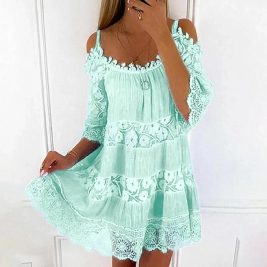 Vestito Mini Estivo con Pizzo all'Uncinetto e Ricami - Image 2