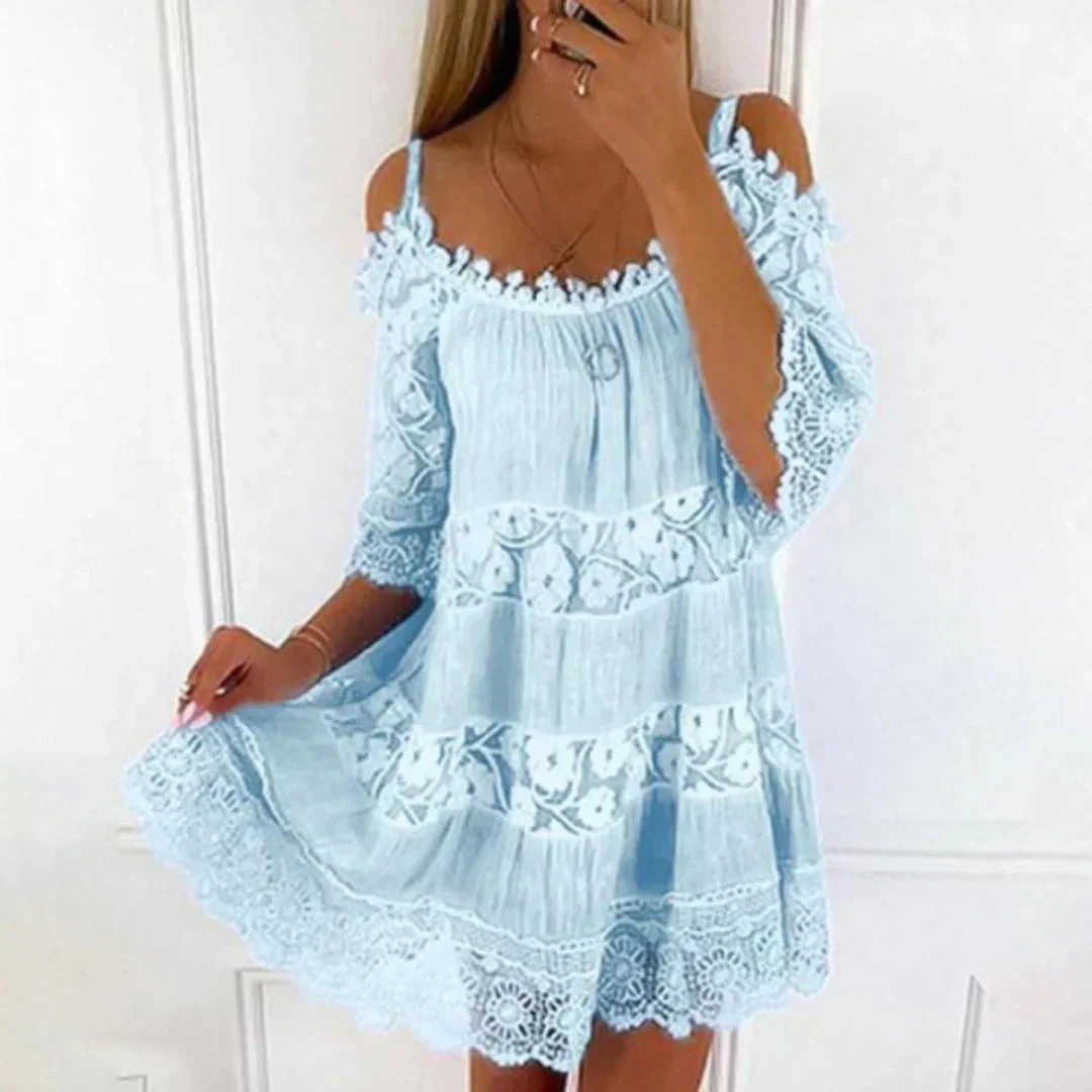 Vestito Mini Estivo con Pizzo all'Uncinetto e Ricami - Image 3