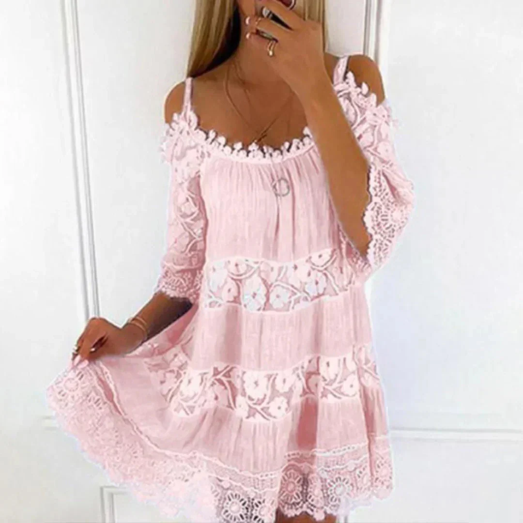 Vestito Mini Estivo con Pizzo all'Uncinetto e Ricami - Image 4