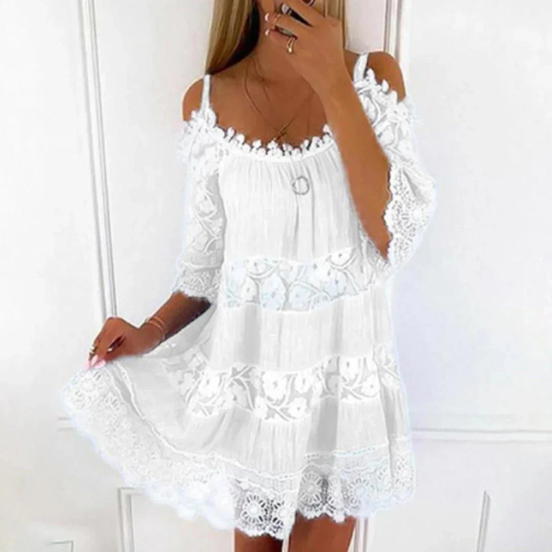 Vestito Mini Estivo con Pizzo all'Uncinetto e Ricami - Image 5